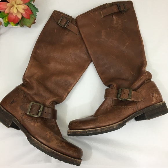 Frye Shoes - Frye slouch Veronica short brown distressed boots